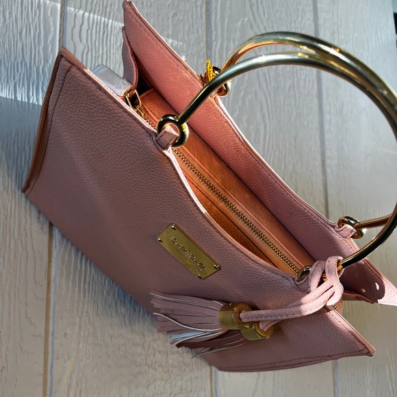 Vegan Leather [bebe] Pink NWT Convertible Handbag | Purse Tassels Gold Hardware - Picture 3 of 16